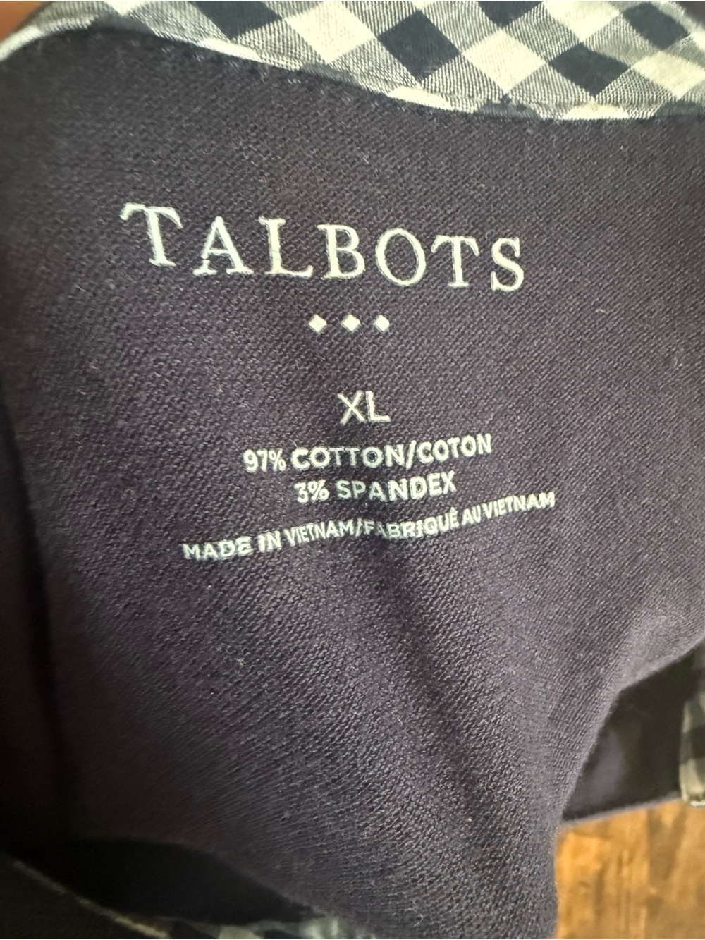 Talbots Navy Short Sleeve Polo Shirt with Contrast Trim - Picture 4 of 4